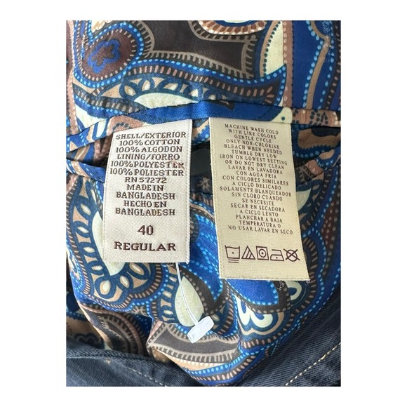 Perry Ellis Jacket Mens 40R Blazer Sport Coat Navy Gray Pinstripe Denim Cotton - Picture 4 of 6